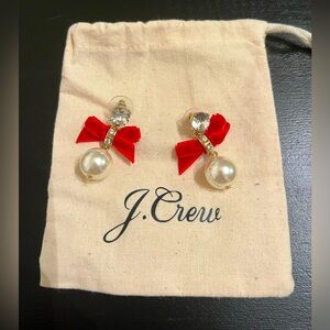 J. Crew NEW earrings with red velvet bow!